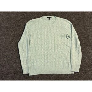 J Crew Sweater Women's Medium Green Wool Blend Cable Knit Pullover